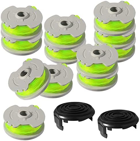 14 Pack Replacement Spools for Lawn Trimmer, WA0014 20ft 0.065" String Trimmer Replacement Spool Line for Worx WG168 WG184 WG190 WG191 Weed Eater String Edger Spool Line 12 Spools 2 WA0037 Cap Covers