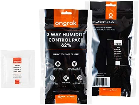 ONGROK 62% Humidity-Control Packs for Dry Herbs, Moisture Packs (4-Gram, 12-Pack)