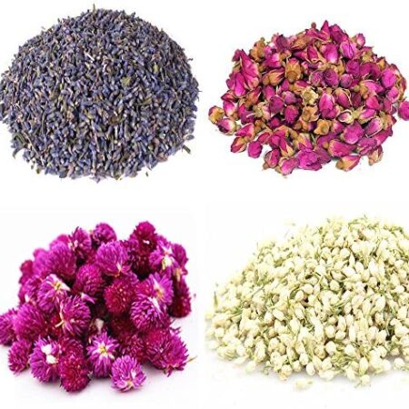 TooGet Flower Petals and Buds Includes Lavender, Rose, Gomphrena globosa, Jasmine, Green Tea Bulk Flower to Make Botanical Oil, Kinds of Crafts
