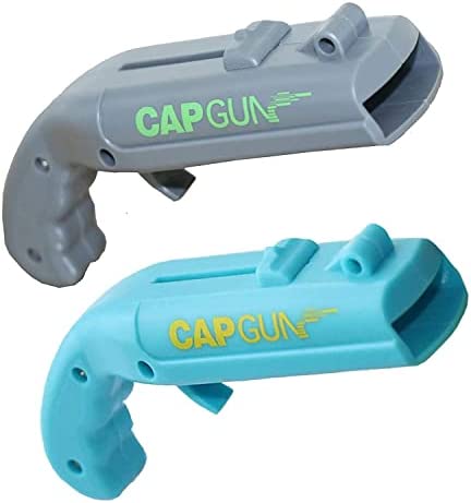 2 Pack Bottle Opener-Beer Bottle Cap Shooter Launcher Creative Cap Toy for Creative Game,Family Party,Bar ,Outdoor Barbecue，Outdoor Party (Grey and Blue)