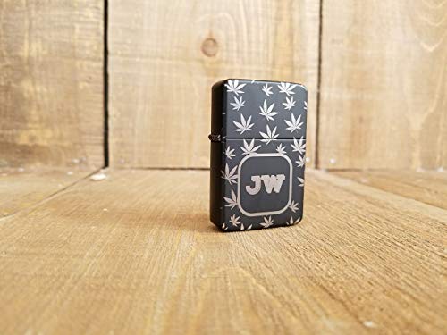 Marijuana Engraved Black Lighter
